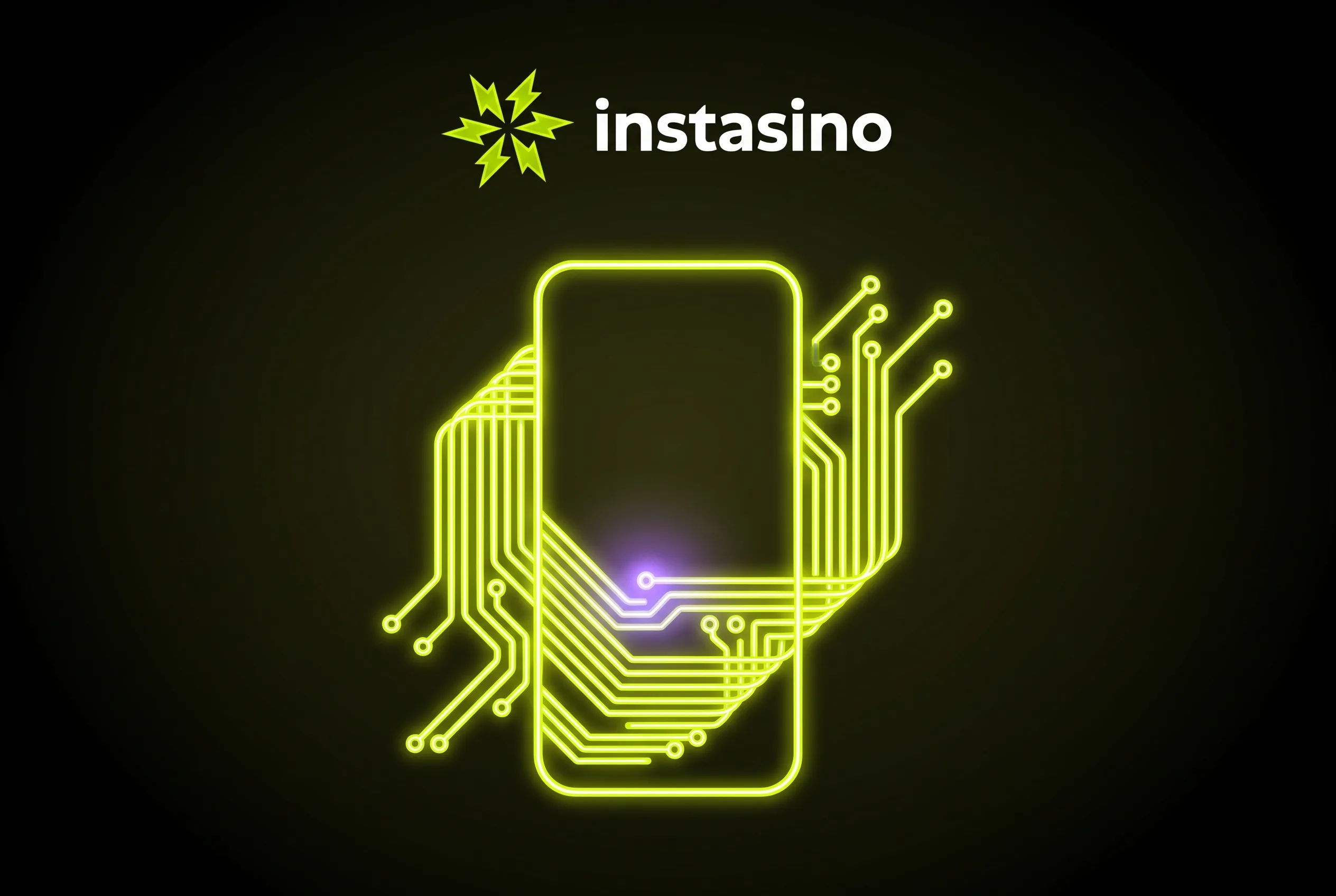 Instasino Smartphone mit leuchtenden Leiterbahnen