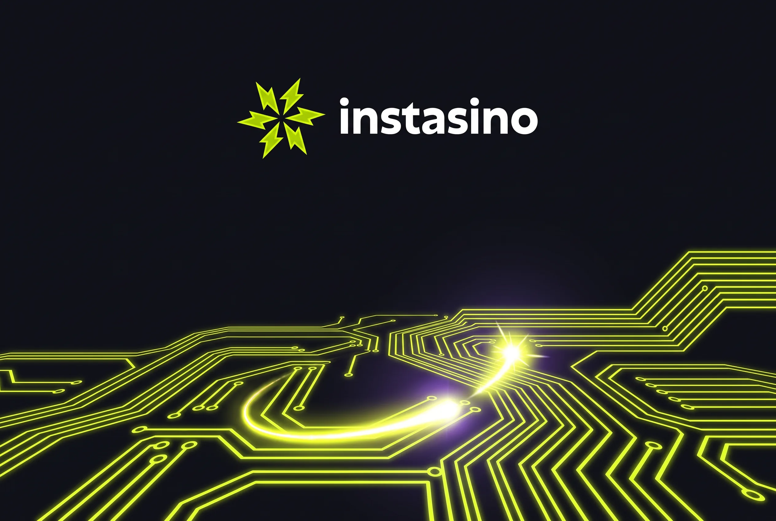 Instasino Grafik zur Registrierung mit leuchtenden Leiterbahnen